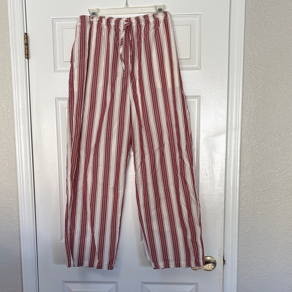 Banana Republic Burgundy and White Striped Pants